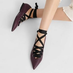 Charles&Keith vegan leather lace up flats